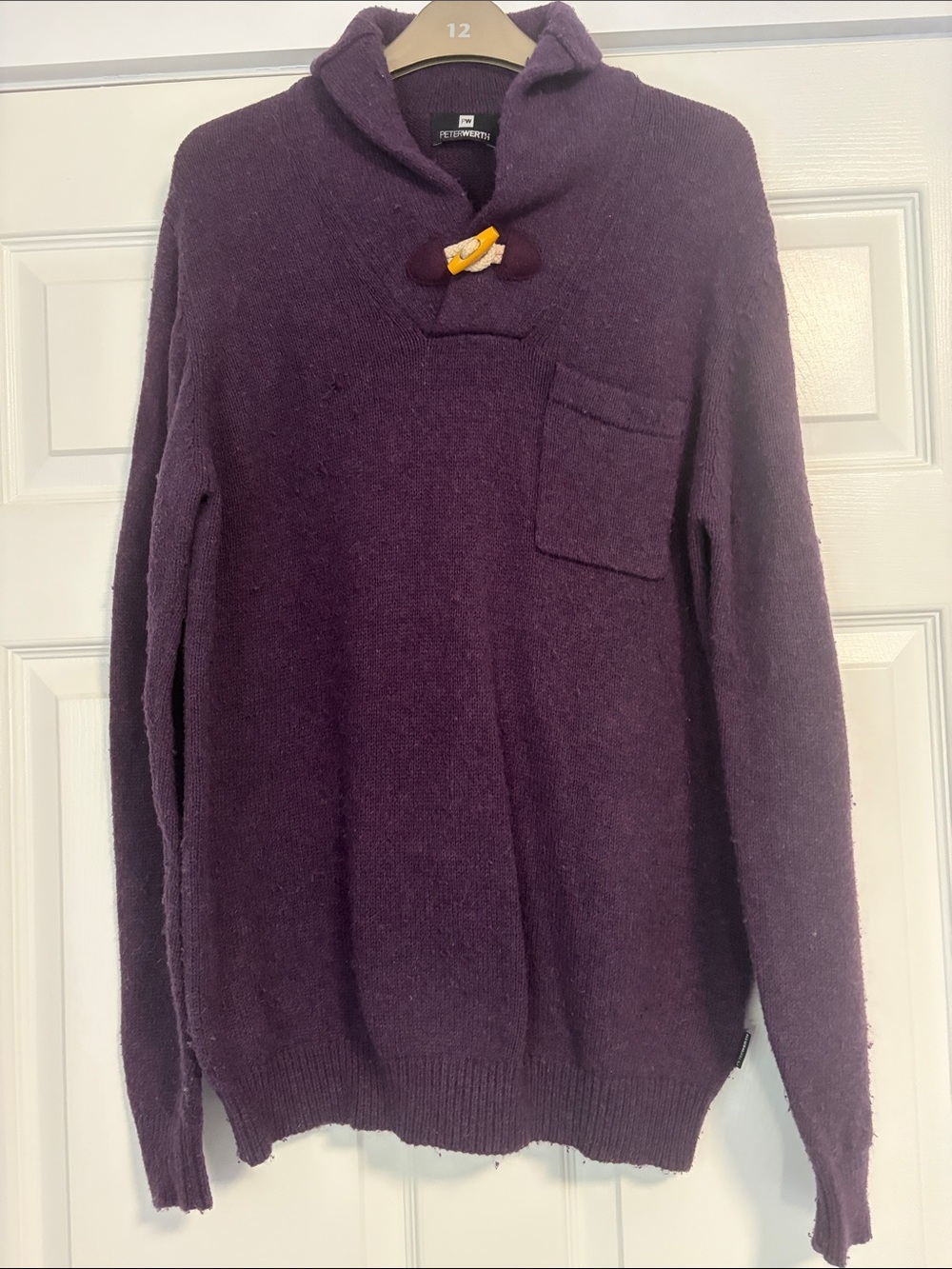 Purple Shawl Collar Wool Blend Sweater